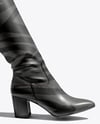 Pair of High-Knee Boots on Women's Legs with Jumper Dress Mockup