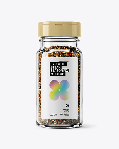 Glass Jar with Steak Seasoning Mockup