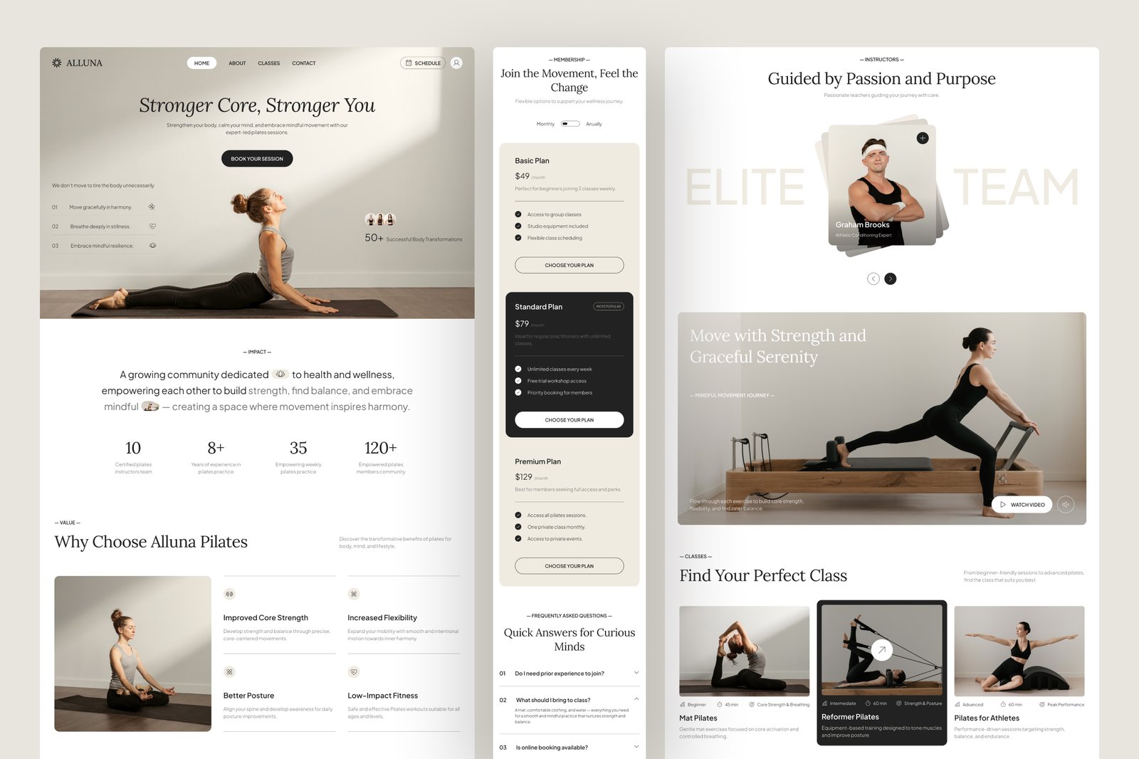 Alluna – Pilates Studio Landing Page Figma Template
