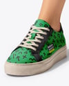 Pair of Sneakers on Women's Legs Mockup