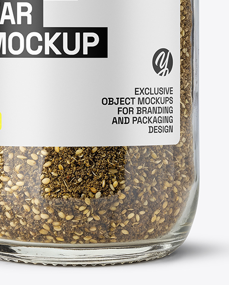 Clear Glass Jar with Za'atar Spice Mockup