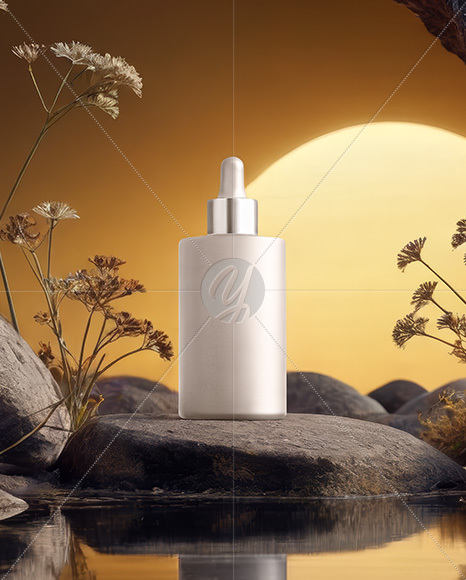 Matte Dropper Bottle on Stone Mockup