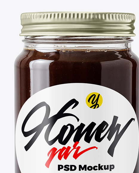 Glass Jar with Buckwheat Honey Mockup