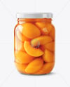 Clear Glass Jar filled Canned Peach Mockup