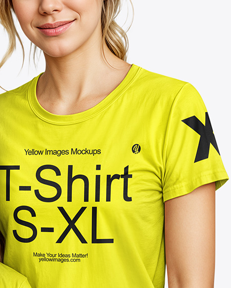 Family with a Girl Wearing T-shirts and Jeans Mockup