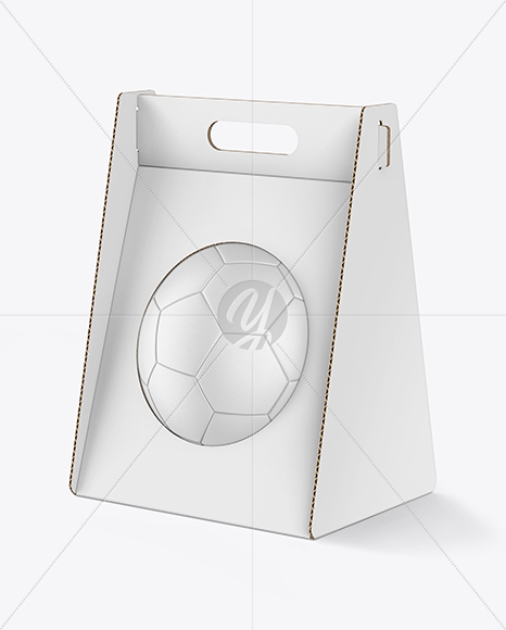 Cardboard Box With Soccer Ball Mockup