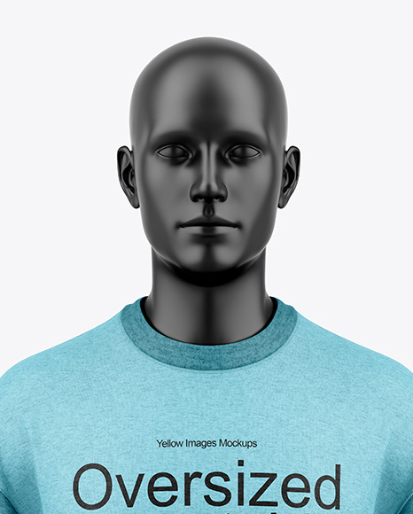 Men's Heather Oversize Sweatshirt w/ Mannequin Mockup