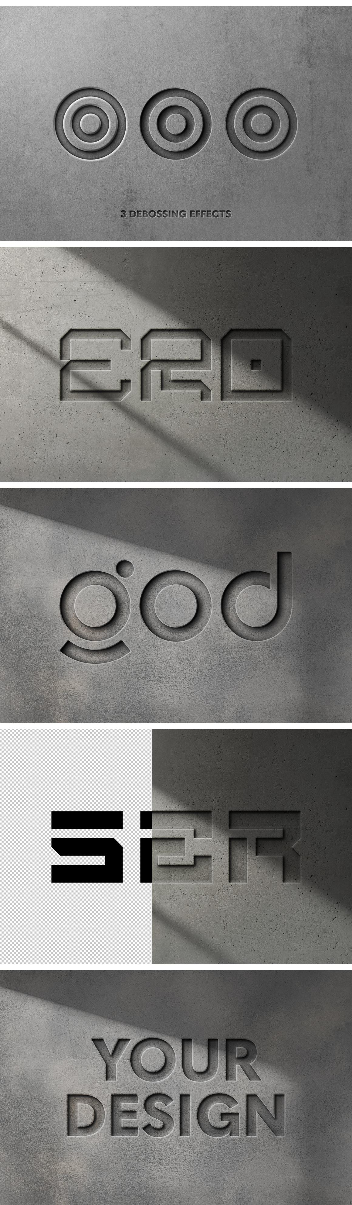 Debossed Concrete Wall Logo Mockup
