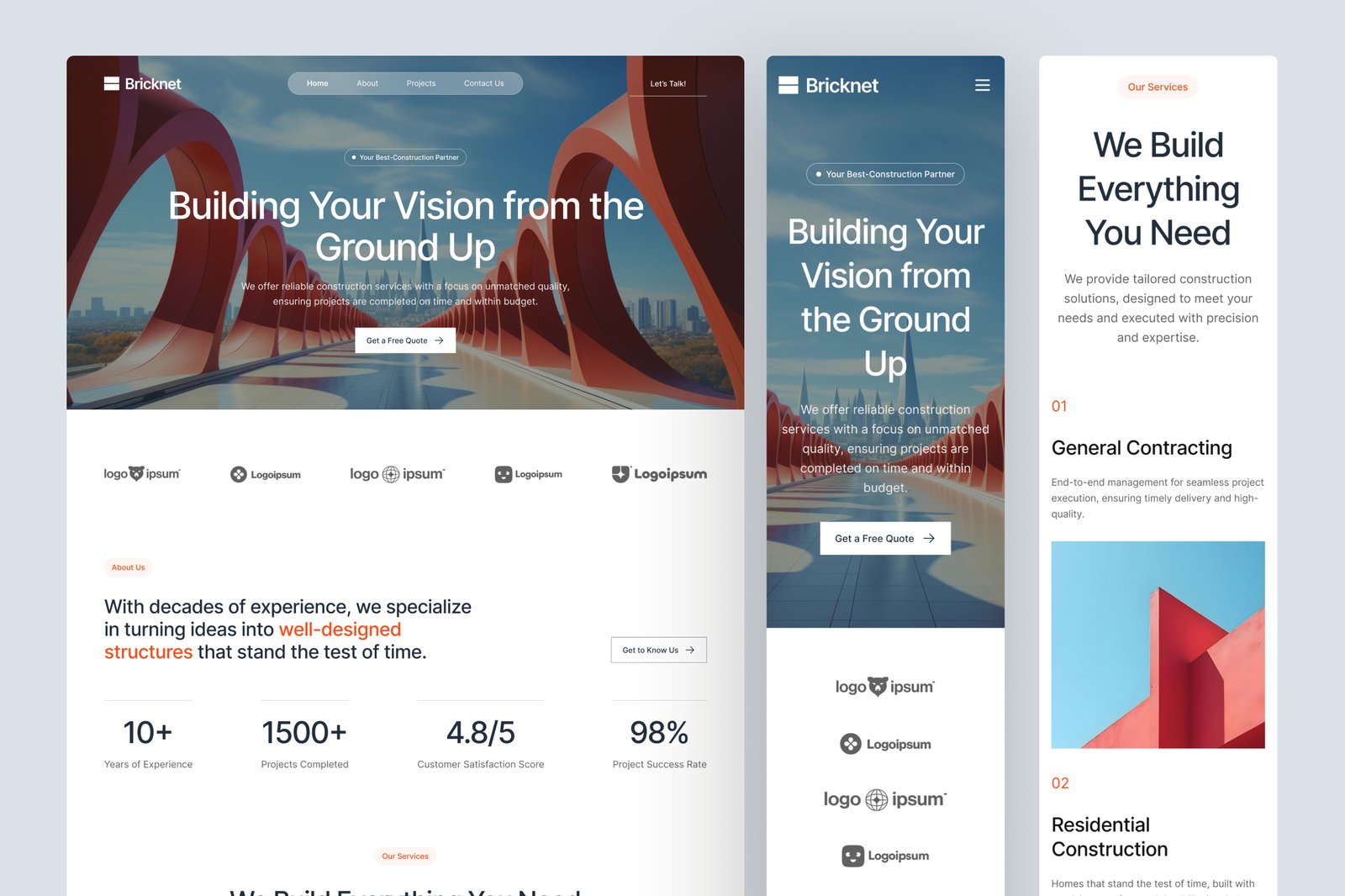 Bricknet - Construction Website UI Figma Template