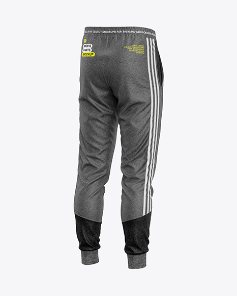 Heather Men’s Pants Mockup - Back Half Side View - Men's+Side+Striped+Grey+Melange+Sport+Pants