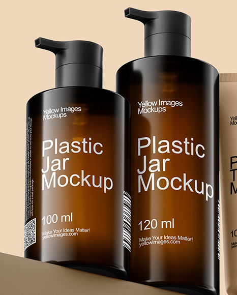 Amber Bottles with Tubes Mockup
