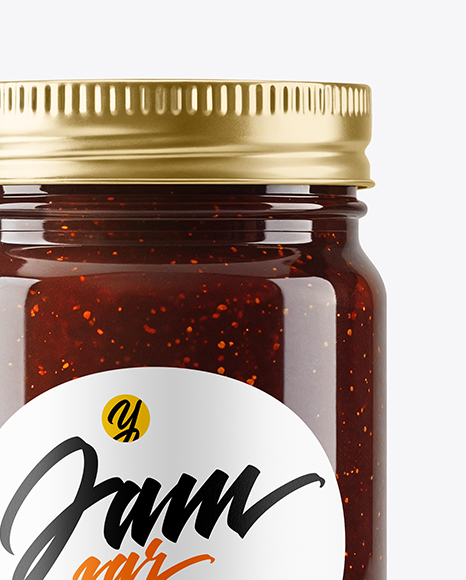 Glass Jar with Fig Jam Mockup