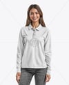 Woman Wearing Long Sleeve Polo Shirt and Jeans Mockup