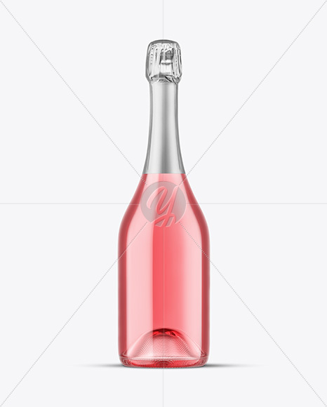Clear Glass Pink Champagne Bottle Mockup