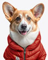 Corgi Wearing a Puffer Jacket Mockup