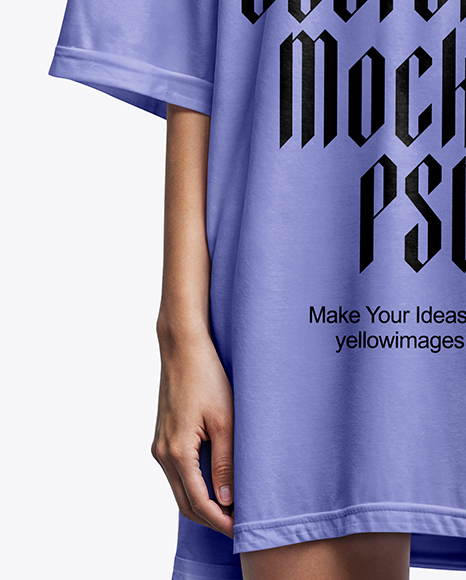 Young Asian Woman Wearing Oversized T-Shirt Mockup