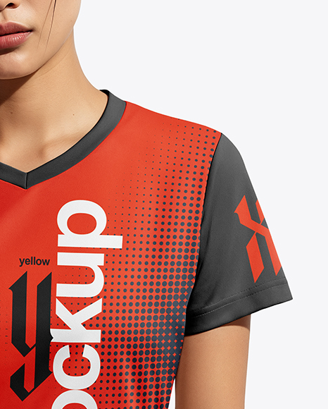 Asian Woman Wearing Table Tennis Jersey Mockup