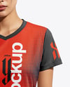 Asian Woman Wearing Table Tennis Jersey Mockup