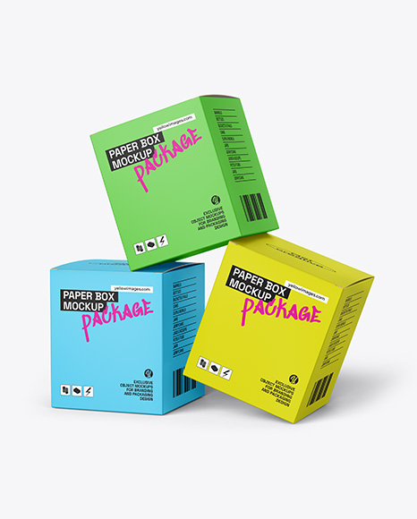 Three Paper Boxes Mockup