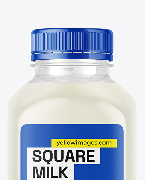 Square Milk Bottle Mockup