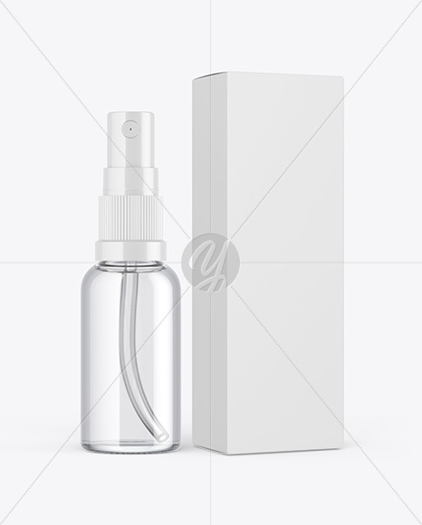 Spray Bottle with Paper Box Mockup