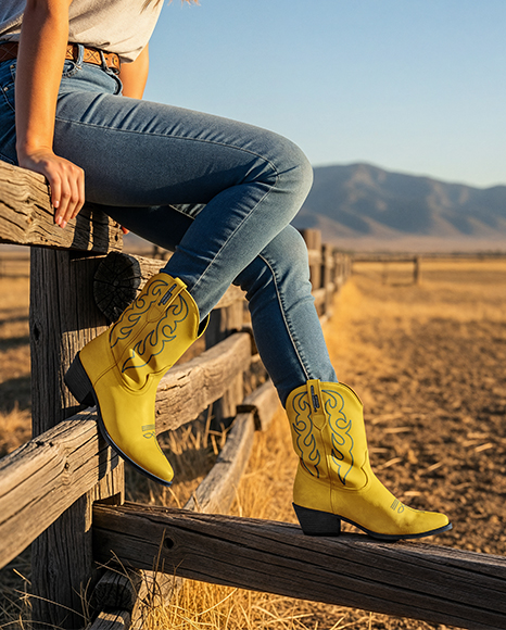 Cowboy Boots on Women's Legs Mockup - Stacked jeans mockup