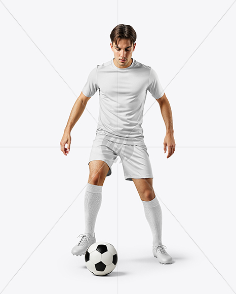 Young Man Wearing Full Soccer Kit Mockup