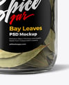 Glass Jar with Bay Leaves Mockup