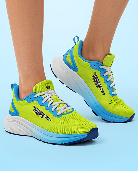Running Shoes on Women's Legs Mockup