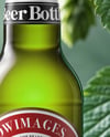 Beer Bottle Surrounded by Hops Branches Mockup