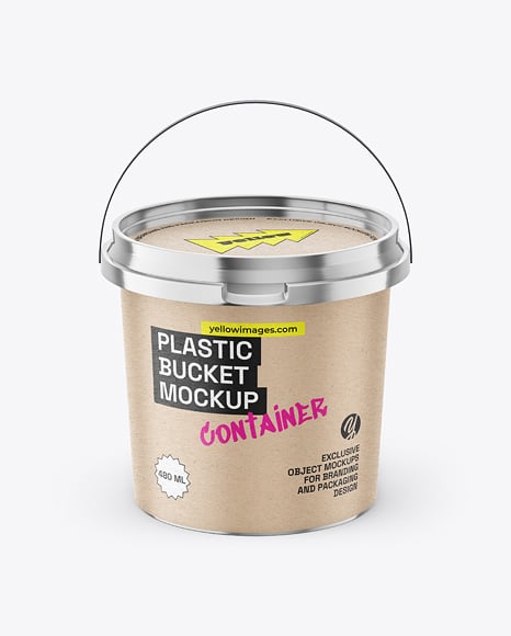 Metallized Plastic Bucket Mockup