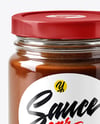 Glass Jar with Chocolate Fudge Sauce Mockup
