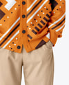 Young Man Wearing Cardigan and Shirt Mockup