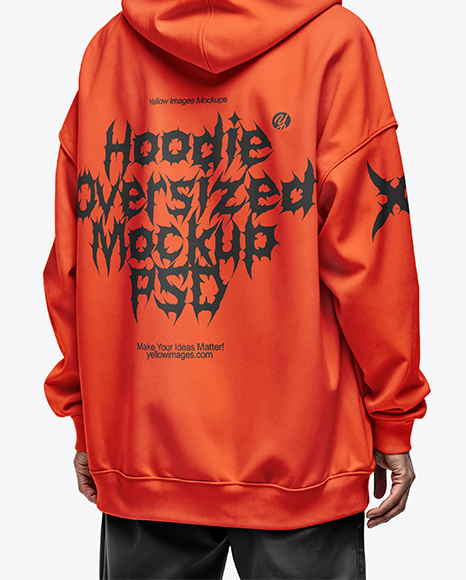 Old Gray-Haired Woman Wearing Oversized Hoodie & Sweatpants Mockup
