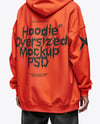 Old Gray-Haired Woman Wearing Oversized Hoodie & Sweatpants Mockup