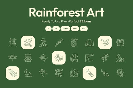 Rainforest Art Icon Set