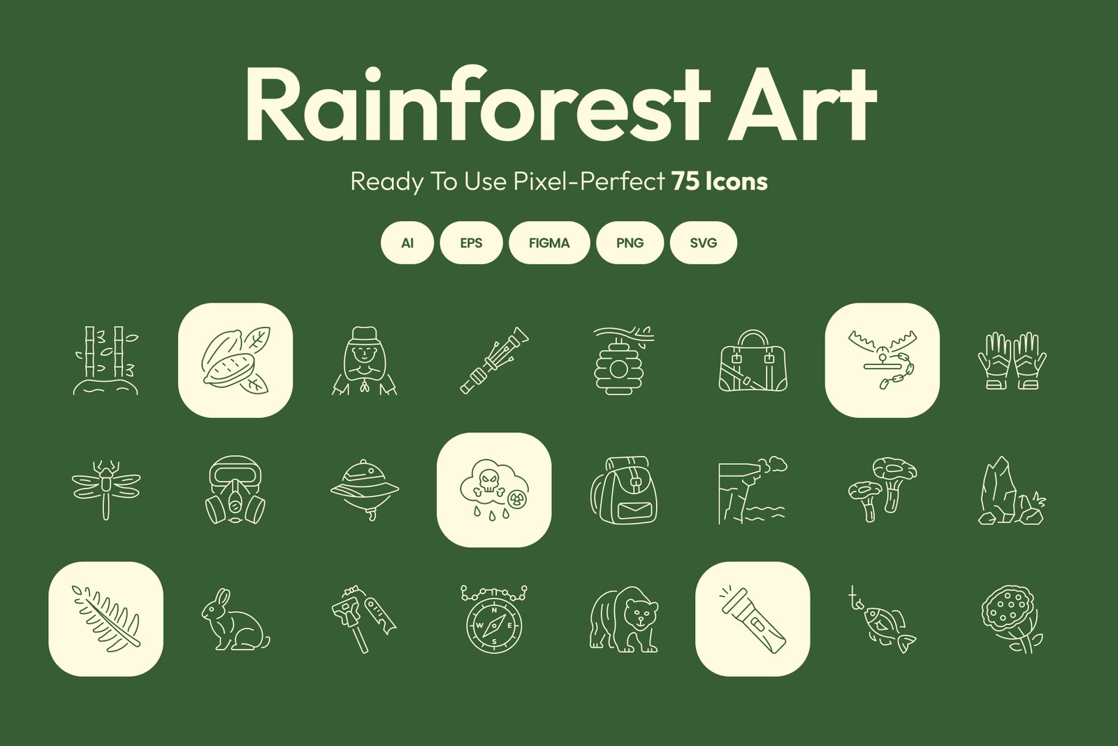 Rainforest Art Icon Set