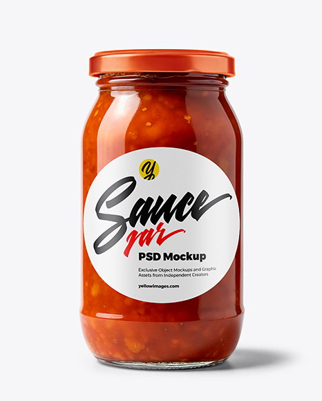 Clear Glass Jar with Tomato Salsa Mockup - Tomato paste mockup