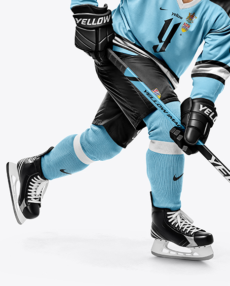 Man Wearing Full Ice Hockey Kit Mockup