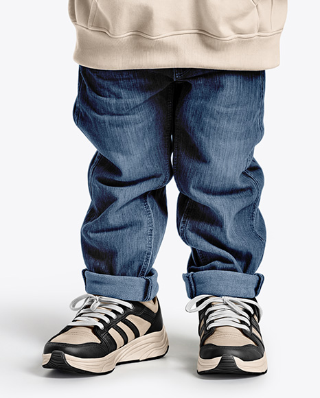 Boy Wearing a Hoodie and Beanie Hat Mockup