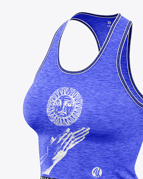 Women's Melange Tank Top Mockup - Half Side View