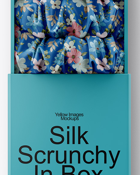 Silk Scrunchy in Box Mockup