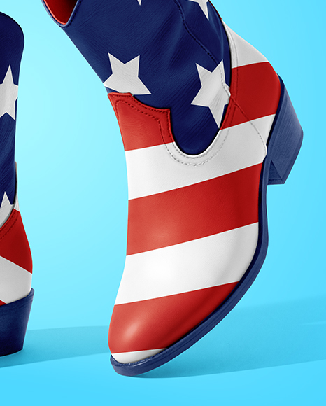 Leather Cowboy Boots on Women's Legs Mockup