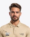 Man Wearing Polo Shirt and Jeans Mockup