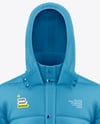 Men's Long Hooded Down Jacket Mockup - Front View