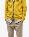 Young Man Wearing Cardigan and Shirt Mockup