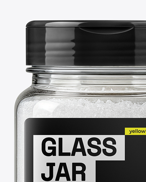 Square Plastic Jar with Fine Sea Salt Mockup