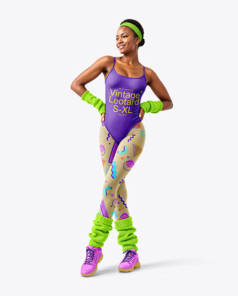 Woman Wearing Vintage Fitness Outfit Mockup - Headband+Mockup+Half+Side+View+In+Apparel+Mockups+On+Yellow+Images+Object+Mockups