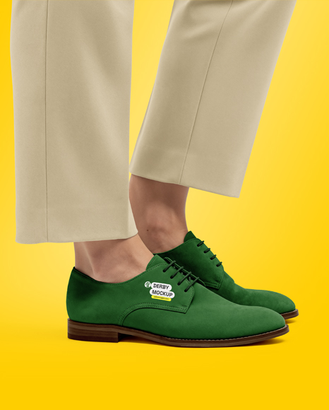 Suede Derby with Trousers on Women's Legs Mockup