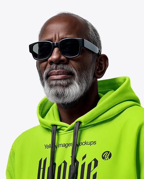 Elderly Black Man Wearing Hoodie and Sweatpants Mockup